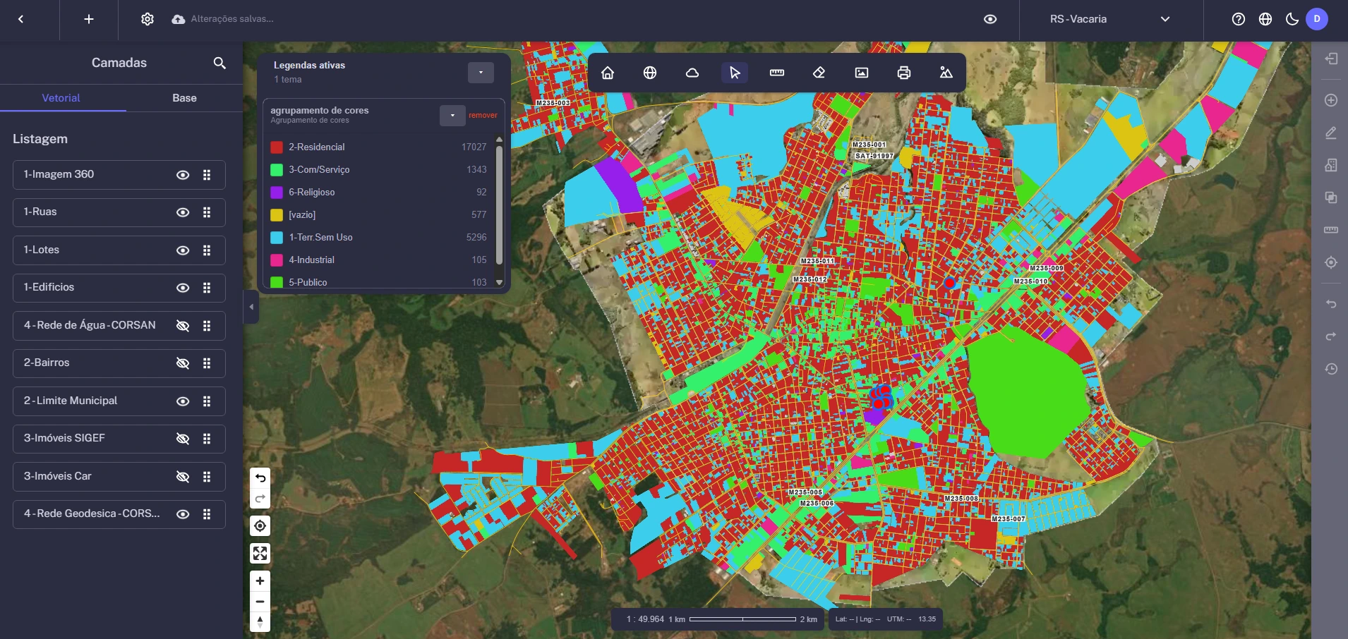Mapa temático gerado pelo Sistema de Informação Geográfica GSMap